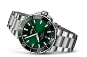 Oris Aquis Date Green Dial Silver Steel Strap Watch for Men - 0173377304157-0782405PEB