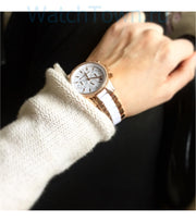 Michael Kors Ritz White Dial Two Tone Steel Strap Watch for Women - MK6324