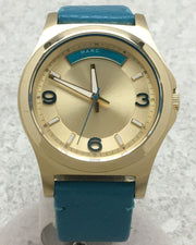 Marc Jacobs Baby Dave Gold Dial Blue Leather Strap Watch for Women - MBM1263