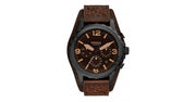Fossil Nate Chronograph Brown Dial Brown Leather Strap Watch for Men - JR1511