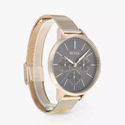 Hugo Boss Symphony Grey Dial Gold Mesh Bracelet Watch for Women - 1502424