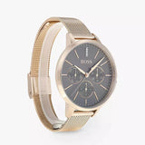 Hugo Boss Symphony Grey Dial Gold Mesh Bracelet Watch for Women - 1502424
