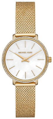 Michael Kors Pyper Quartz Mother of Pearl White Dial Gold Mesh Bracelet Watch For Women - MK4619