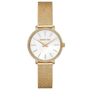 Michael Kors Pyper Quartz Mother of Pearl White Dial Gold Mesh Bracelet Watch For Women - MK4619