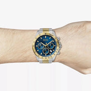 Hugo Boss Hero Chronograph Blue Dial Two Tone Steel Strap Watch for Men - 1513767