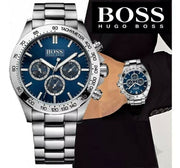 Hugo Boss Ikon Chronograph Blue Dial Silver Steel Strap Watch for Men - 1512963