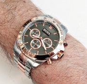 Hugo Boss Ikon Chronograph Grey Dial Two Tone Steel Strap Watch for Men - 1513339