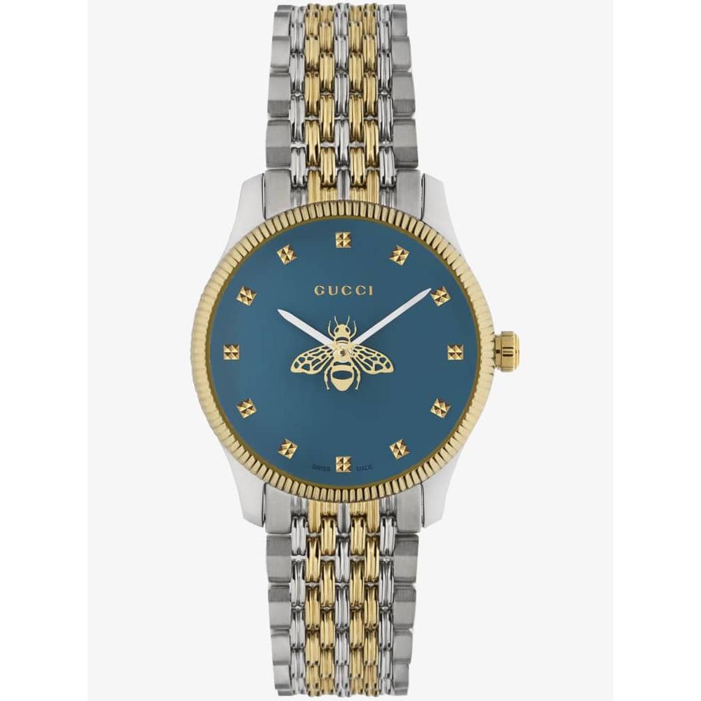 Gucci G Timeless Quartz Blue Dial Two Tone Steel Strap Watch For Women