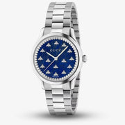 Gucci G Timeless Quartz Blue Dial Silver Steel Strap Watch for Women - YA1265043