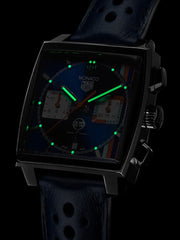 Tag Heuer Monaco Gulf Automatic Chronograph Blue Dial Blue Leather Strap Watch for Men - CBL2115.FC6494