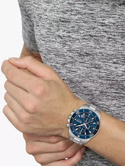 Hugo Boss Admiral Chronograph Blue Dial Silver Steel Strap Watch for Men - 1513907