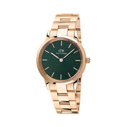 Daniel Wellington Iconic Link Emerald Green Dial Rose Gold Steel Strap Watch For Women - DW00100419