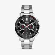 Hugo Boss Rafale Chronograph Black Dial Silver Steel Strap Watch for Men - 1513509