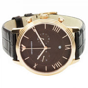 Emporio Armani Classic Large Chronograph Brown Dial Brown Leather Strap Watch for Men - AR1616