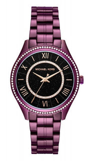 Michael Kors Lauryn Black Dial Purple Steel Strap Watch for Women - MK3724