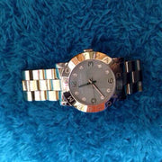 Marc Jacobs Amy Mother of Pearl Black Dial Rose Gold Steel Strap Watch for Women - MBM8610
