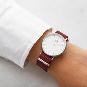 Daniel Wellington Classic Roselyn White Dial Red NATO Strap Watch For Women - DW00100272