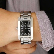 Emporio Armani Classic Black Dial Silver Stainless Steel Watch For Women - AR0157