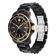 Movado Series 800 Black Dial Black Steel Strap Watch For Men - 2600161