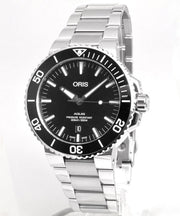 Oris Aquis Date Black Dial Silver Steel Strap Watch for Men - 0173377304134-0782405PEB