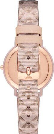 Emporio Armani Kappa Quartz Rose Gold Dial Pink Leather Strap Watch For Women - AR11010