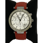 Michael Kors Parker Silver Dial Red Leather Strap Watch for Women - MK2278