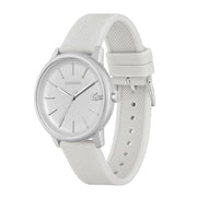 Lacoste 12.12 Move Silver Dial White Silicone Strap Watch for Men - 2011240