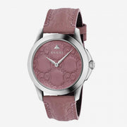 Gucci G Timeless Quartz Candy Pink Dial Pink Leather Strap Watch For Women - YA1264030