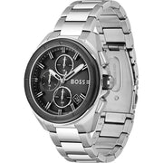 Hugo Boss Volane Chronograph Black Dial Silver Steel Strap Watch for Men - 1513949