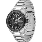 Hugo Boss Volane Chronograph Black Dial Silver Steel Strap Watch for Men - 1513949