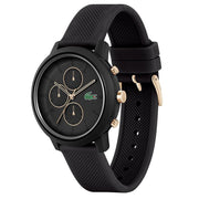Lacoste 12.12 Chronograph Black Dial Black Silicon Strap Watch for Men - 2011247