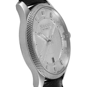 Gucci G Timeless Eryx Silver Dial Black Leather Strap Watch For Men - YA126338