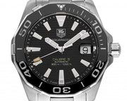 Tag Heuer Aquaracer Automatic Black Dial Silver Steel Strap Watch for Men - WAY211A.BA0928