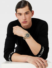Emporio Armani Chronograph Black Dial Two Tone Steel Strap Watch For Men - AR11521
