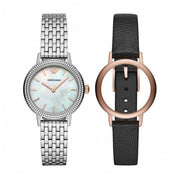 Emporio Armani Interchangeable Mother of Pearl Dial Silver Steel Strap Watch For Women - AR80020