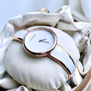Calvin Klein Seduce White Dial Two Tone Steel Strap Watch for Women - K4E2N616