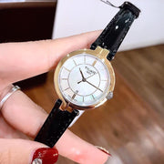 Tissot Flamingo Mother of Pearl White Dial Black Leather Strap Watch For Women - T094.210.26.111.00