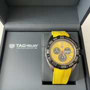 Tag Heuer Formula 1 Chronograph Yellow Dial Yellow Rubber Strap Watch for Men - CAZ101AM.FT8054