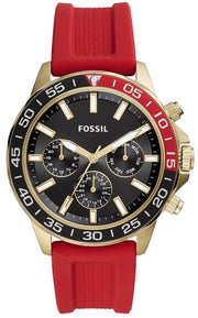 Fossil Bannon Multifunction Black Dial Red Silicone Strap Watch for Men - BQ2499