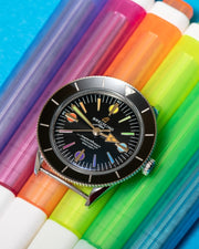 Breitling Superocean Heritage '57 Black Dial Silver Mesh Bracelet Watch for Men - A103701A1B1A1