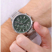 Emporio Armani Renato Chronograph Green Dial Silver Steel Strap Watch For Men - AR11507