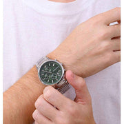 Emporio Armani Renato Chronograph Green Dial Silver Steel Strap Watch For Men - AR11507