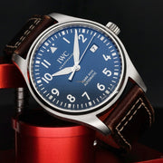 IWC Pilot's Mark XVIII Le Petit Prince Blue Dial Brown Leather Strap Watch for Men - IW327004