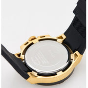 Guess Matrix Multifunction Gold Dial Black Rubber Strap Watch For Men - GW0423G2