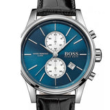 Hugo Boss Jet Chronograph Blue Dial Black Leather Strap Watch for Men - 1513283
