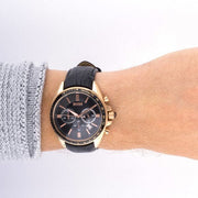Hugo Boss Driver Chronograph Black Dial Black Leather Strap Watch for Men - 1513092