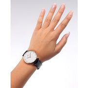 Daniel Wellington Classic Sheffield White Dial Black Leather Strap Watch For Women - DW00100076