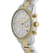 Michael Kors Ritz White Dial Two Tone Steel Strap Watch for Women - MK6474