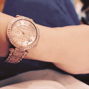 Michael Kors Uptown Glam Parker Chronograph Rose Gold Dial Steel Strap Watch for Women - MK5663