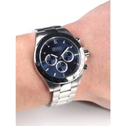 Hugo Boss Ikon Chronograph Blue Dial Silver Steel Strap Watch for Men - 1512963
